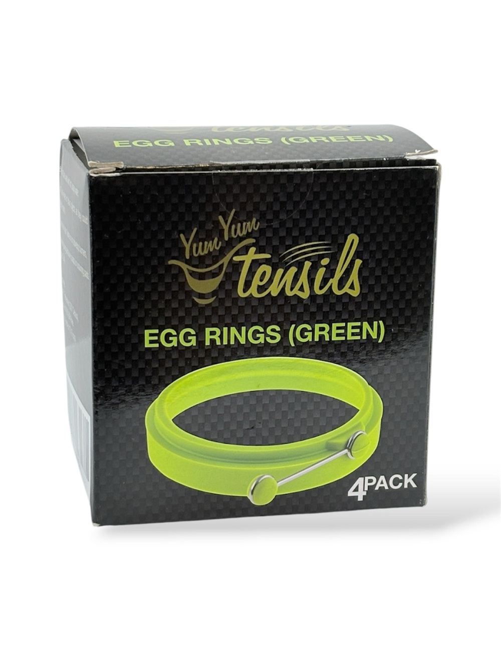 NEW YumYum Utensils Silicone Egg Rings Non Stick Green 4 Pack